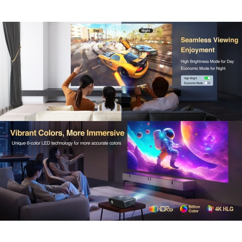 Proiector LED A9G Full HD/4K, WiFi 6 HDR10, televizor LED Android, sunet Dolby